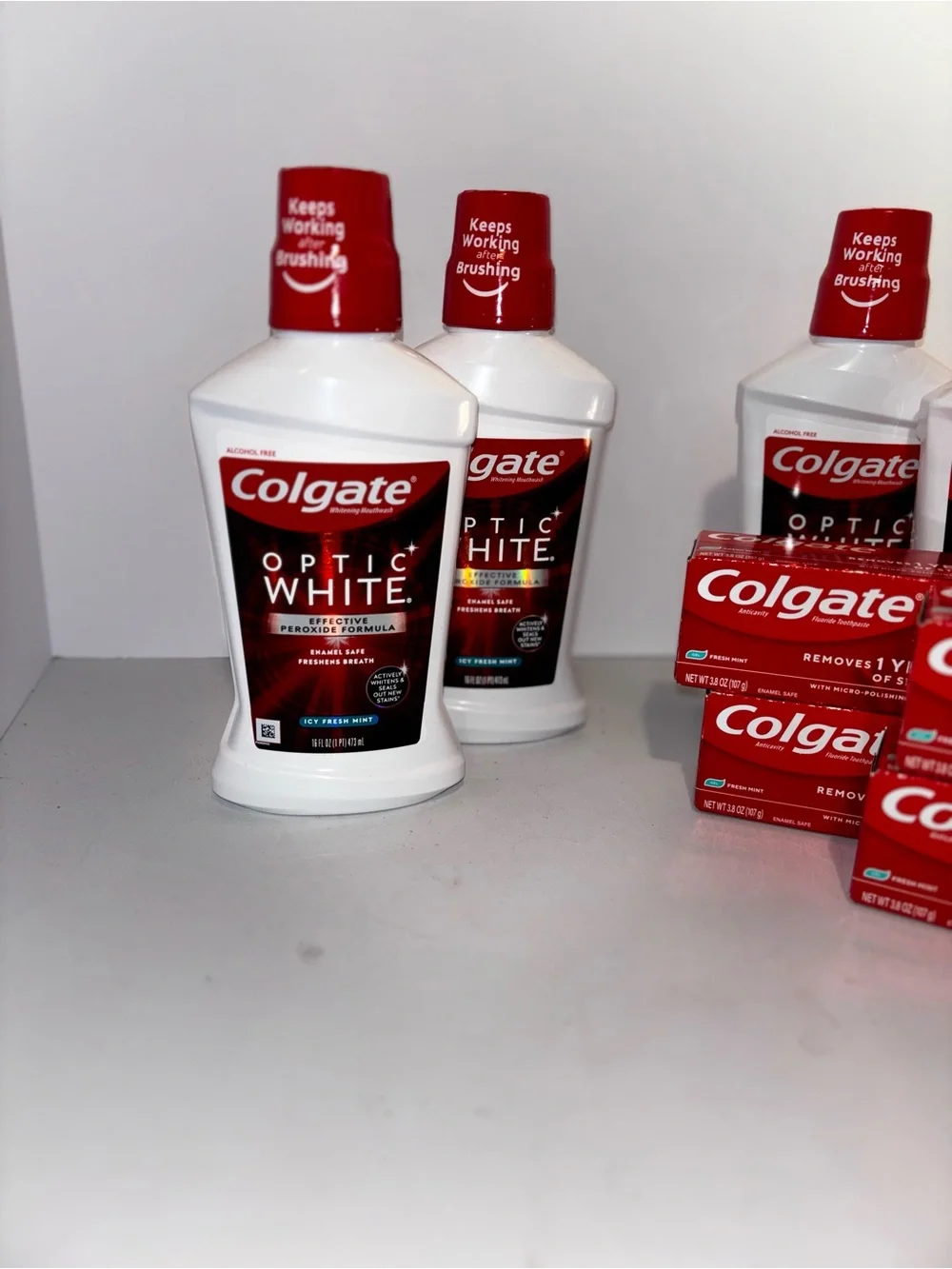 Colgate Optic White Toothpaste and Mouthwash Bundle- 8 Products Mint